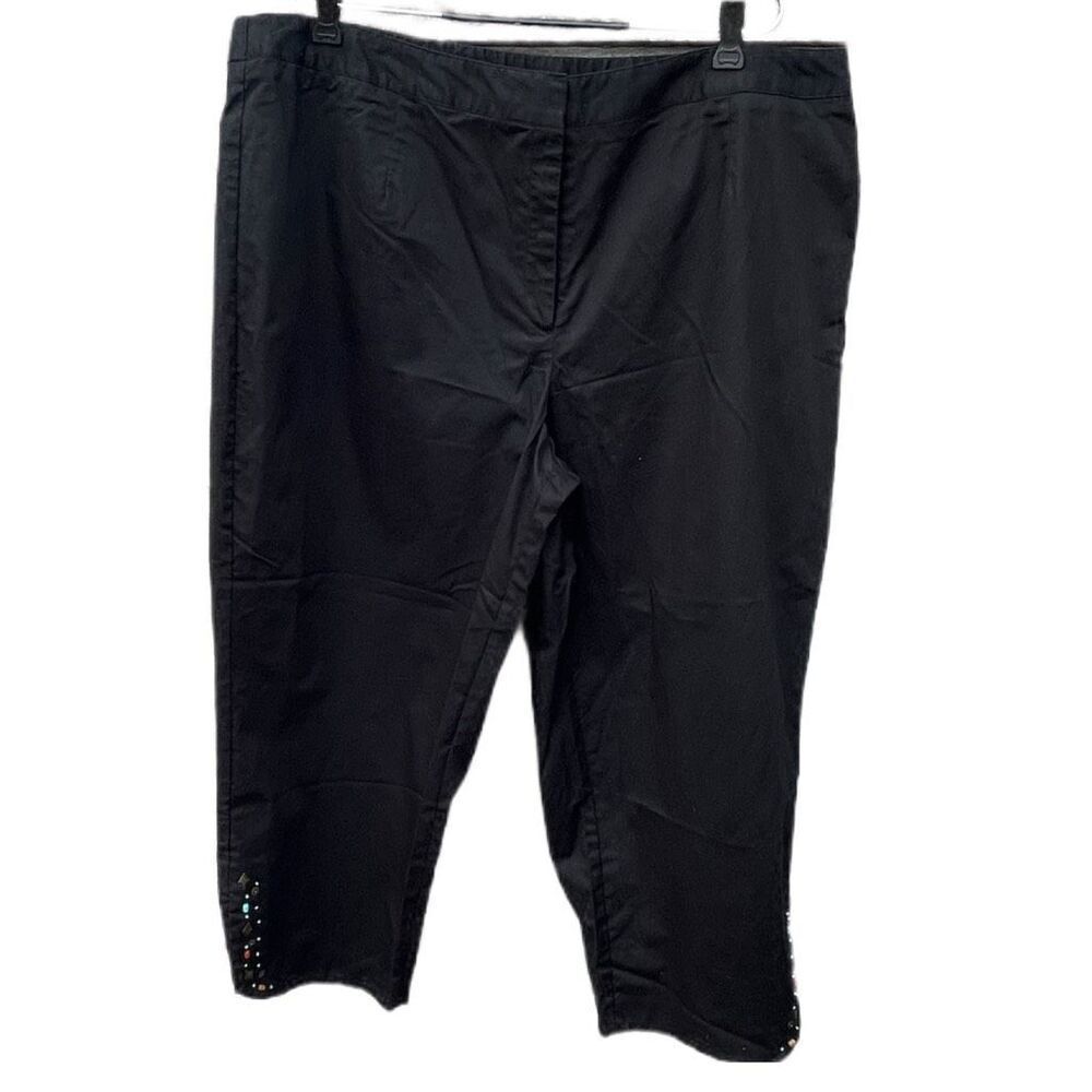 Requirements size 22 jet black cropped pants with beaded trim